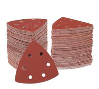 STEBRUAM Triángulo de lijado delta,65 Piezas Papel de Lija Triangular Hojas de Lija Triangulares 6 agujeros 93 x 93 x 93 mm Granos 100 Lijado y Pulido para lijadoras delta