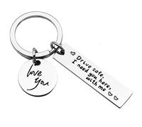 Stecto Drive Safe - Llavero, para pareja, llavero, Drive Safe I Need You Here with Me Llavero, Llavero de acero inoxidable plateado, Regalos personalizados para hombre y mujer, ver imagen, medium