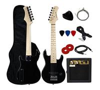 Stedman Pro 30 pulgadas Kids Pack de guitarra eléctrica, con bolsa de 5 vatios amplificador, funda, correa, cable, cuerdas, púas, y llave, guitarra Combo Kit de accesorios, color negro