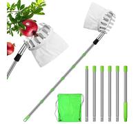 STEEIRO Recogedor de frutas, recogedor de manzanas, recogedor de frutas, con mango telescópico de 2,2 m, clip de fruta fácil de montar, longitud ajustable, adecuado para recoger frutas en altura