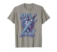 Steel and Spirit Griffin Shield Fantasía Espada Runas Magia Camiseta