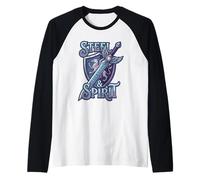 Steel and Spirit Griffin Shield Fantasía Espada Runas Magia Camiseta Manga Raglan