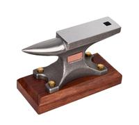 Steel Anvil - Small Steel Bench Block,Forged Iron Anvil with Wood Base | for Metal Shaping Bending Straightening Hardening Wire Tool Making Chiseling Metalsmith