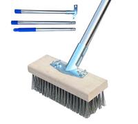 Steel Broom - 165 × 20/30 × 6 cm Concrete Scrubber | Patio Cleaner, Heavy-Duty Outdoor Broom With Long Handle, Steel Bristle Manual For Moss Weeds Algae Stains, Garden Patio Driveway Cleaning Tool