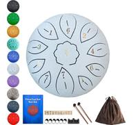 Steel Drum, Steel Drums for Adults, 6 Inch 11 Notes for Adults Beginner Gift Families and Friends with Music Book Stickers Mallet and Carry Bag (White)