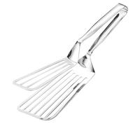 Steel Fish Tongs Spatula - Flat Cooking Flipper Utensil, Double Sided Turner Tool, Anti Slip Grip Kitchen Accessory | Spatula Tong Combo For Grilling Pan Frying Eggs Pancakes Steak BBQ Use