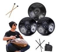 Steel Hand Drums - Handpan Drum, Tambor De Mano Kurdo En Re Menor, Tambores Handpan Instrumento De Percusión De Tambor Handpan De Acero De 432 Hz, 2 Mazos Y Soporte Para Tambor De Mano(D,9Notes)