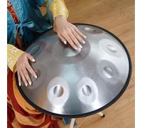 Steel Hand Drums - Handpan Drum, Tambor De Mano Kurdo En Re Menor, Tambores Handpan Instrumento De Percusión De Tambor Handpan De Acero De 432 Hz, 2 Mazos Y Soporte Para Tambor De Mano(Silver,12Notes)