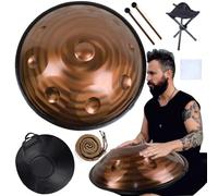 Steel Hand Drums - Handpan Drum, Tambor De Mano Kurdo En Re Menor, Tambores Handpan Instrumento De Percusión De Tambor Handpan De Acero De 432 Hz, 2 Mazos Y Soporte Para Tambor De Mano(B 432Hz,9Notes)