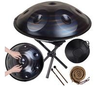 Steel Hand Drums - Handpan Drum, Tambor De Mano Kurdo En Re Menor, Tambores Handpan Instrumento De Percusión De Tambor Handpan De Acero De 432 Hz, 2 Mazos Y Soporte Para Tambor De Mano(A,14Notes)