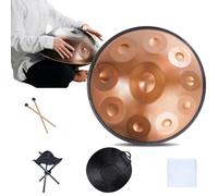 Steel Hand Drums, Tambor De Mano Kurdo En Re Menor, Handpan Drum Tambores Handpan Instrumento De Percusión Handpan De Acero De 432 Hz, 2 Mazos Y Soporte Para Tambor De Mano(A,10Notes)