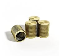 Steel Hawk Tire Air Valve Caps - Precision CNC Machined Stainless Steel, Extended Knurled Design | Rust, Air Leak & Dust Proof Metal with O-Rubber Seal - Ideal for Vehicles - 4 Pack - Gold