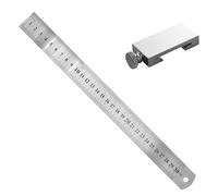 Steel Limit Ruler with Positioning Block | 30cm Stainless Steel + Aluminum Alloy Anti Slip Adjustable Heavy Duty Scribe Locator for Woodworking Measuring Fencing Scribing Marking Precision