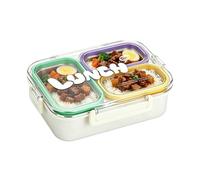 Steel Lunch Container, Leak Proof Meal Box, 3 Section Food Storage System, 8.98x6.61 Inches Stainless Portable Design, Minimal Travel Food Style Organizer, Office School Outdoor Picnic Meal Carry