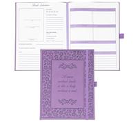 Steel Mill & Co - Diario de lectura, cuaderno de seguimiento de libros con indicaciones para citas, reseñas y notas del club de lectura, cubierta de cuero vegano morado con lazo para bolígrafo