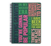 Steel Mill & Co - Lindo cuaderno en espiral para los amantes del teatro, diario de 8.25 x 6.25 pulgadas con tapa dura duradera y 160 páginas a rayas, arte de palabras malvadas