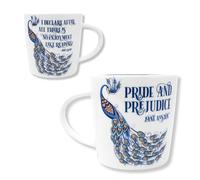 Steel Mill & Co - Taza de cerámica para amantes de los libros, bonita taza de café y té con asa para club de lectura, taza de café con temática de lectura de 14 onzas, orgullo y prejuicio