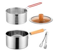 Steel Pan - Chip Pan Basket, Chip Pans with Basket and Lid, Cooking Pot Deep Fryer with Baskets, Stainless Steel Cookware Oil Strainer for Kitchen Dining French Fries Chicken Seafood Fish Shrimp