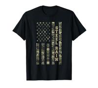 Steel Rain Distressed USA Flag Patriotic Camo Design Camiseta