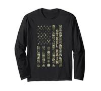 Steel Rain Distressed USA Flag Patriotic Camo Design Manga Larga