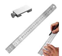 Steel Ruler And Limit Stop Combination Set | Steel Scribe Block, Accurate Marking Tool, Anti-Slip Design, For Scribing, Layout, For DIY Woodworking Measuring Fencing Scribing