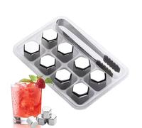Steel s | Metal Cubes Ice Stones | Refreezable Cooling Cubes | Acero inoxidable con barra de clip de silicona | Chilling Metal Enhances Water, Vodka, Liqueurs, Beer