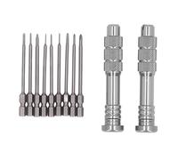 Steel Slotted Screwdriver Set, Precision Slot Screwdriver Kit with 9 Magnetic Bits and 2 Ergonomic Ratcheting Handles for Camera Lens Computer Electrical Repair