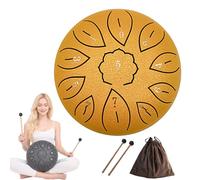 Steel Spin Hand Drum 6 Inch 11 Notes with Carry Bag, Music Book, Mallets & Fianger Picks, Easy Play Musical Instrument for Beginners, Kids Adults (Gold)