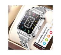 (Steel strip silver + white tape) I98 Smart Watch for Women, Bluetooth Call, Heart Rate Blood Pressure Blood Oxygen Monitor, Multi-Sport, Pink