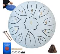 Steel Tongue Drum 11 Notes 6 Inches, Steel Drums Instrument for Adults, Musician Gift for Family and Friends (White)
