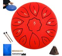 Steel Tongue Drum 11 Notes 6 Inches, Steel Drums Instrument for Adults, Musician Gift for Family and Friends (Red)