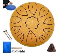 Steel Tongue Drum 11 Notes 6 Inches, Steel Drums Instrument for Adults, Musician Gift for Family and Friends (Gold)