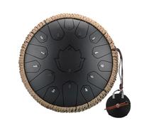 steel tongue drum, 15 notas 13 pulgadas lengua de acero tambor tanque llave C glucófono Handpan,for Meditation Yoga(Black)