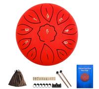 Steel Tongue Drum 6 Inch 11 Notes, G Tone Healing Hand Pan Drum, With Carry Bag, Music Book, Mallets, Finger Picks, Stickers for Beginner(Red)