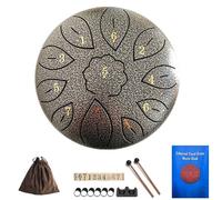 Steel Tongue Drum 6 Inch 11 Notes, G Tone Healing Hand Pan Drum, With Carry Bag, Music Book, Mallets, Finger Picks, Stickers for Beginner(Silver)