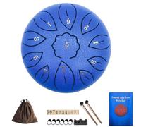 Steel Tongue Drum 6 Inch 11 Notes, G Tone Healing Hand Pan Drum, With Carry Bag, Music Book, Mallets, Finger Picks, Stickers for Beginner(Blue)