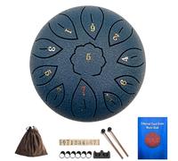 Steel Tongue Drum 6 Inch 11 Notes, G Tone Healing Hand Pan Drum, With Carry Bag, Music Book, Mallets, Finger Picks, Stickers for Beginner(Navy blue)
