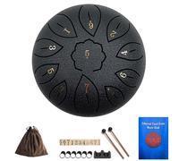 Steel Tongue Drum 6 Inch 11 Notes, G Tone Healing Hand Pan Drum, With Carry Bag, Music Book, Mallets, Finger Picks, Stickers for Beginner(Negro)