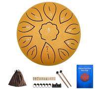 Steel Tongue Drum 6 Inch 11 Notes, G Tone Healing Hand Pan Drum, With Carry Bag, Music Book, Mallets, Finger Picks, Stickers for Beginner(Gold)