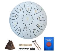 Steel Tongue Drum 6 Inch 11 Notes, G Tone Healing Hand Pan Drum, With Carry Bag, Music Book, Mallets, Finger Picks, Stickers for Beginner(Blanco)
