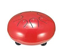 Steel Tongue Drum, 6 Inch Hand Pan Percussion Drum, 8 Tune Hand Pan Ethereal Drum Instrument Set with Drum Carry Bag, 2 Drumsticks, Tutorial Book, 4 Finger Picks (Red)