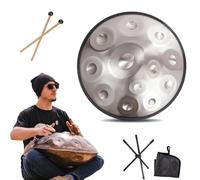 Steel Tongue Drum de 55cm, Percusión Handpan de 9/10/ 12 Notas para principiantes y profesionales, Instrumento Hand Pan para la Sanación Sonora, Regalos Zen (Size : 440Hz, Color : SILVER_12 NOTES)