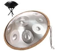 Steel Tongue Drum Handpan Drum D Minor 9/10/12 Notes Handpan Drum 22 Inch Handpan Drum 432HZ/440HZ Handpan Drum For Beginners Gift Kids(Silver,10 Notes (440Hz))