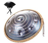 Steel Tongue Drum Handpan Drum D Minor 9/10/12 Notes Handpan Drum 22 Inch Handpan Drum 432HZ/440HZ Handpan Drum For Beginners Gift Kids(Dark,10 Notes (440Hz))