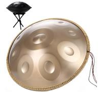 Steel Tongue Drum Handpan Drum D Minor 9/10/12 Notes Handpan Drum 22 Inch Handpan Drum 432HZ/440HZ Handpan Drum For Beginners Gift Kids(Gold,10 Notes (440Hz))