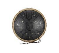 steel tongue drum, Instrumento de percusión profesional de tambor de lengua de acero etéreo con llave C de 14 pulgadas y 15 tonos,for Meditation Yoga(Black)