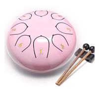 Steel Tongue Drum Rosa, 6'' 8 Note Tambor Handpan Instrumento de percusión Tambor, Do Mayor afinado tambor de acero, portátil tambor del Handpan de acero al carbono