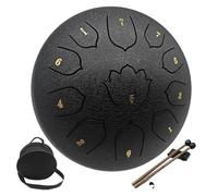 steel tongue drum, Tambor de lengüeta de acero de 8 pulgadas, 11 notas en do mayor, con mazos y bolsa de almacenamiento,for Meditation Yoga(Black)
