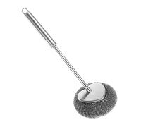 Steel wool scrubber - Scrubber shower cleaning brush | scrubbing brush | Metal dish scrubbers with handle for cleaning dishes and cast iron soup pots