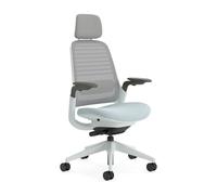 Steelcase Series 1, silla de oficina ergonómica con sujeción lumbar, brazos 4D y reposa cabeza regulables, respaldo de malla Nube tormenta